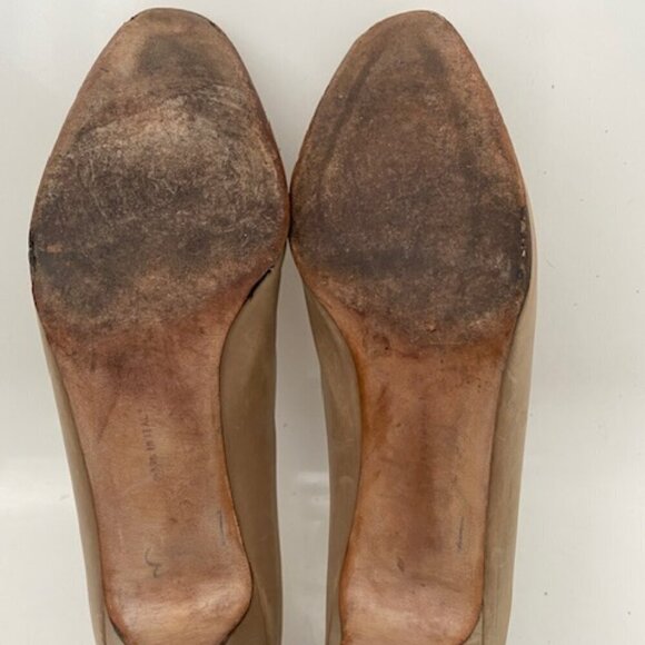 VINTAGE Ferragamo Tan Brown Leather Buckle Pumps Heels Shoes 7 - Picture 11 of 15